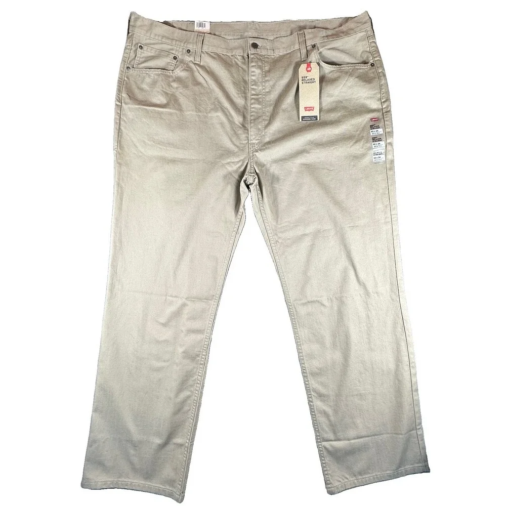 Levi's Men's 559 Khaki Jeans Straight Leg 50 x 32 Relaxed Fit Cotton Tan Big New